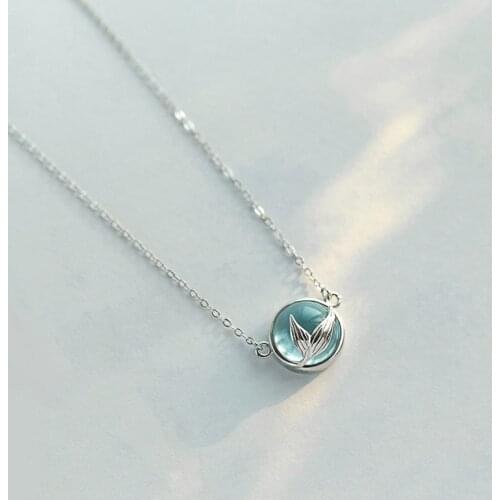 VENTFILLE 925 Sterling Silver Mermaid Fish Tail Foam Necklace for Women Creative Temperament Clavicle Chain Party Jewelry 2021