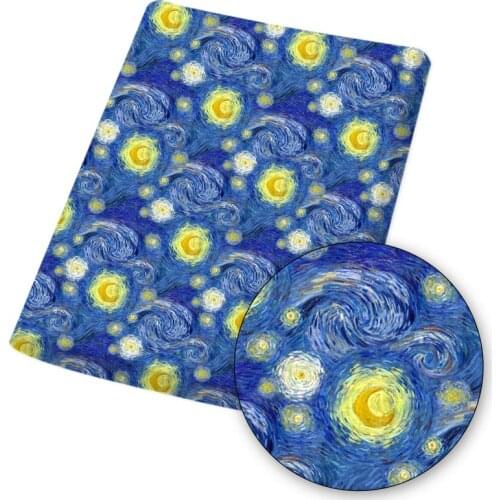 Polyester Cotton Fabric Starry Sky Oil Painting Pattern Cloth Sheet Sewing Home Textile Dress Diy Crafts By Meter 45*145cm 1pc
