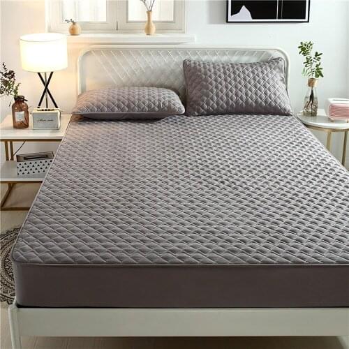 Bed Cover Queen King Size Grey White Mattress Protector Breathable Sterilization Bedspread Solid Color Washable Bed Cover Set