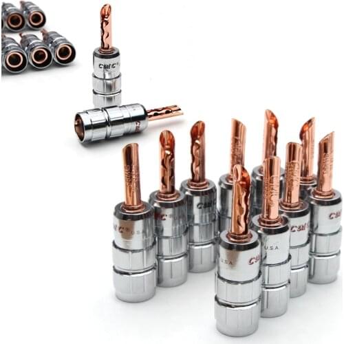 12PCS Gold Red Copper Speaker No soldering Cable Connectors Banana Plugs Connector Audio Cable Connector