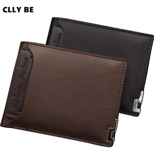 Retro Purse Short Slim Thin Wallet Men Short Luxury Mini Slim Credit Card Leather Small Wallet High Quality Men Wallets