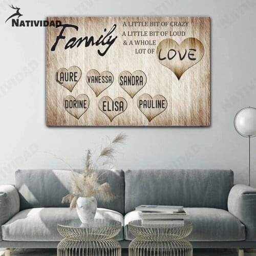 Happy Family Love Canvas Painting Custom Anniversary Blessing Language Graphic Text Poster Nordic Living Room Home Decoration