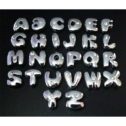 Silver Chubby Q Edition A-Z Slide Letters Slide Charms Beads DIY Accessories 8mm Handmade Bracelets Necklace Pendant Pet Collar