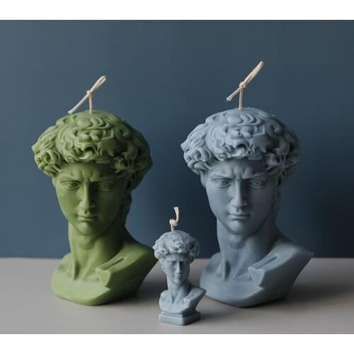 7.4 / 14.5cm David Head Candle Silicone Mold DIY Handmade Aromatherapy Candle Home Decoration Plaster Mold Making Tool