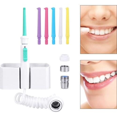 Household Portable Non-Electric Flosser Faucet Oral Irrigator Water Jet Tooth Flossing Pick Teeth Cleaner with 6 Nozzles