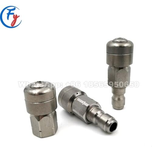 SS304 Quick Connector High Pressure Rotary Pipe Cleaning Nozzle, Sewer Dredging Nozzle