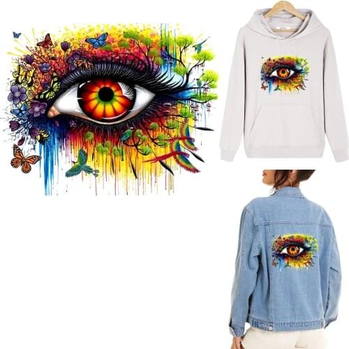 Iron-On Patches Color Eyes Heat Transfer For Clothing Thermo Sticker Transfert Thermocollants T-Shirt Diy Fashion Acessary Patch