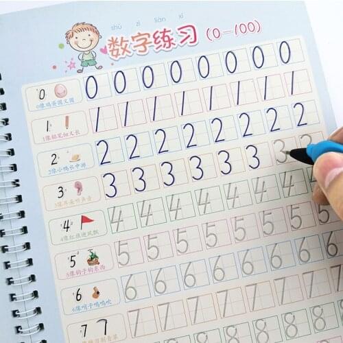 Pupils 0-100 digital Number Groove Calligraphy copybook for Kid Children Exercises Calligraphy Practice Book libros