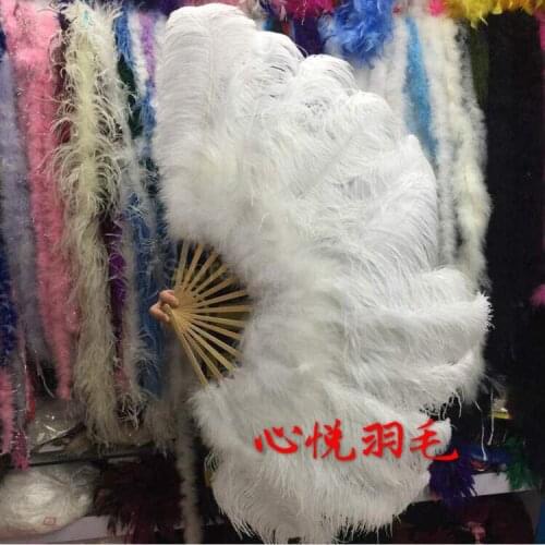 Customized new high-end ostrich feather fluff fan large COS show dance feather fan color can be customized