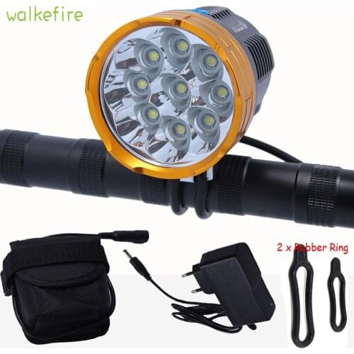 Walkfire 15000Lm 9 x XML T6 LED Camping Fishing Bicycle Light Bike Light Cycling Frontlight Flashing Lamp +18650 Battery Pack