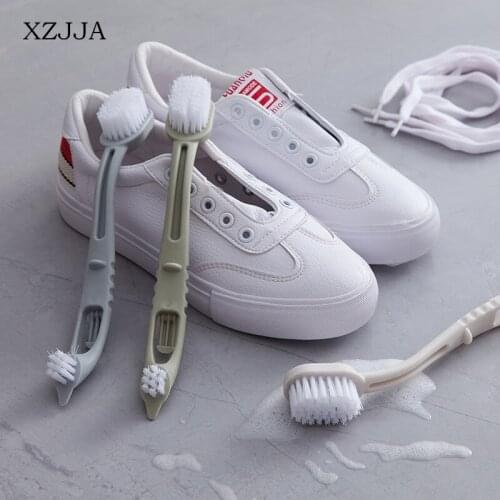 XZJJA Multi-function Long Handle Double-end Cleaning Shoe Brush White Shoes Cleaner Plastic Soft Hair Washing Cleaner For Shoes