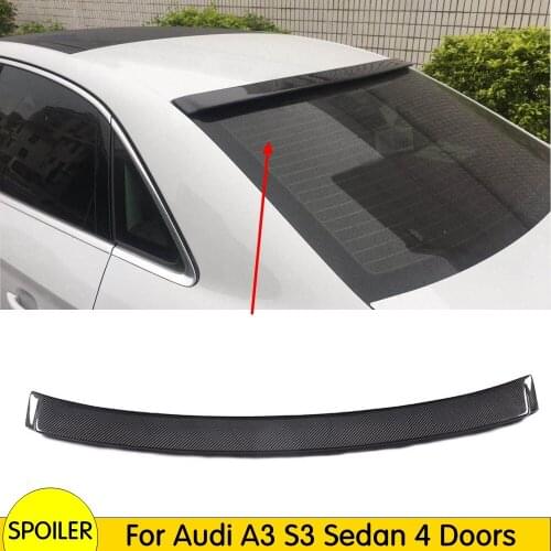 Rear Roof Spoiler Wing for Audi A3 S3 2014 2015 2016 2017 2018 Sedan 4 Doors Roof Spoiler Trunk Boot Carbon Fiber