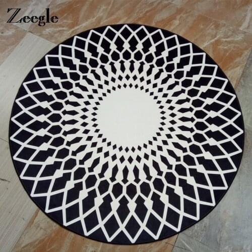 Zeegle European Round Carpets For Living Room Soft Kids Bedroom Carpets Anti-slip Computer Chair Floor Mats Child Room Rugs