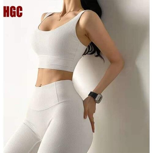 2 Piece Gym Yoga Set Women Workout Clothes Bra & Pants High Elastic Tracksuit Fitness Suit Running Sexy Active Sportwear HGC
