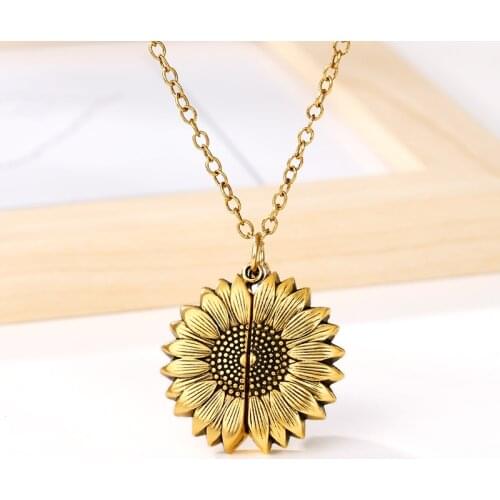 You Are My Sunshine Sunflower Necklaces For Women Rose Gold Silver Color Long Chain Sun Flower Female Pendant Necklace Jewelry
