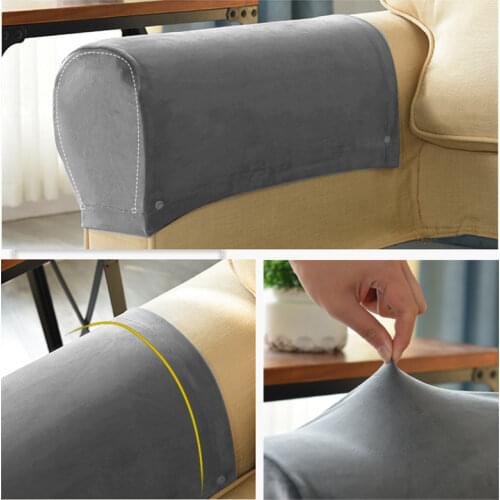 1 Pair Sofa Armrest Covers Velvet Elastic Chair Arm Covers Removable Armchair Covers for Living Room Included 10 Pins