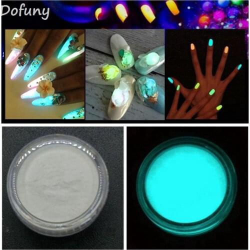 1Piece Nail Art Glitter Glow in the Dark Acrylic Powder Neon Luminous powder phosphor Pigment For Nail Art Design