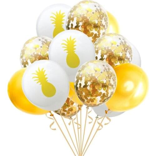 15pcs Pink Gold Happy Birthday Party Flamingo Confetti Balloon Baby Shower Decorations First Birthday Hawaii Beach Party Balloon