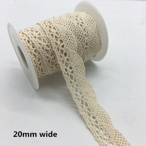 2 Yards/lot 20mm Wide Apparel Sewing Fabric Trim Cotton Crocheted Lace Fabric Ribbon Handmade Accessories #FF13