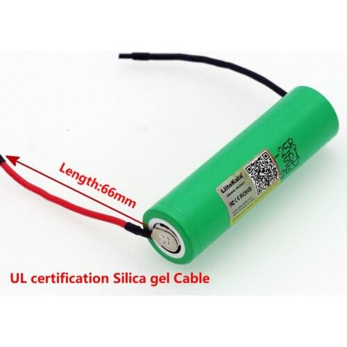 2 PCS.. Liitokala New 18650 2500 mAh Rechargeable Battery 3.6V INR18650-25R 20A Discharge + DIY Silica Gel Cable