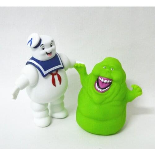 2pcs/set Ghostbusters Stay Puft Marshmallow Man and Slimer PVC Action Figure Kids Toy