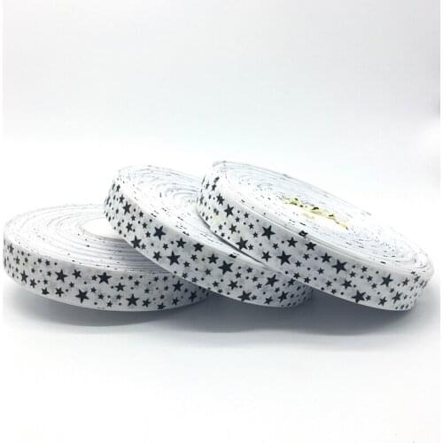 5 Yards/lot 1Inch (25mm)Wide White Printing Stars Grosgrain Ribbon Hair Bow/Christmas/wedding DIY Sewing Craft