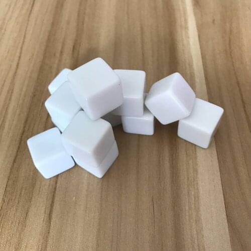 50/100/200 Pcs 16mm Square Corner Acrylic Whiteboard Dice Can Write Dice White Light Surface Can Freely Creative DIY Dice Set