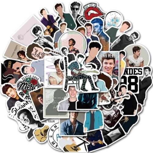 50PCS Singer Shawn Mendes Waterproof Stationery Pvc Sticker Skateboard Suitcase Guitar Luggage Stickers Kid Toy Gifts Sticker