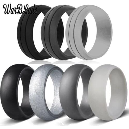 7pcs 6-12 Size Hypoallergenic Crossfit Flexible Rubber Rings 8mm Food Grade FDA Silicone Finger Ring For Men Women Wedding Rings