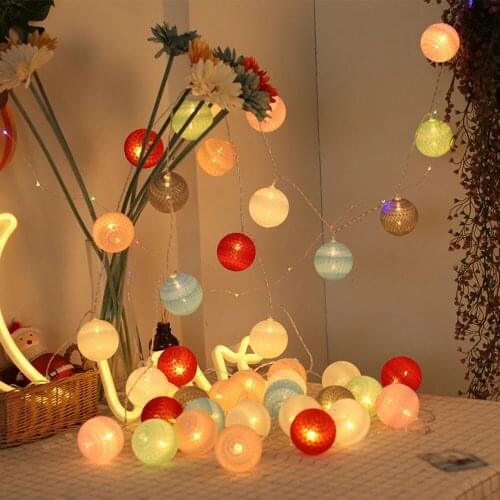 ARMYQZ Cotton Ball Garland Light String Wedding Family Christmas Christmas Outdoor Decoration Garland Light Bulb With Plug Round
