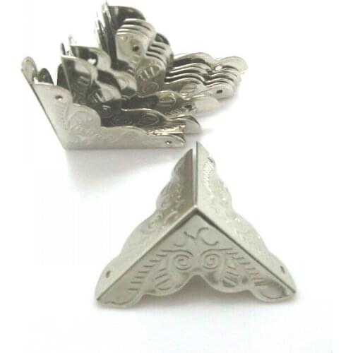 Free Shipping-100pcs Silver Tone Pattern Carved Metal Book Corner Albums Menus Folders Corner Protectors 35mmx26mm J1312*2
