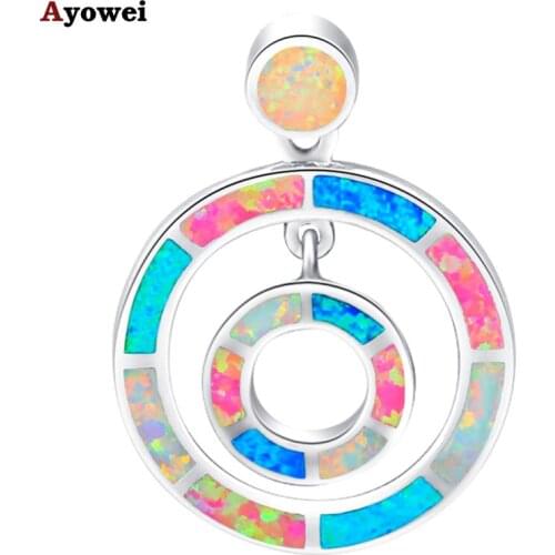 Brand Designers Gifts Wholesale Retail Color fire Opal Fashion jewelry stamp Silver Necklace Pendant for women OP479A