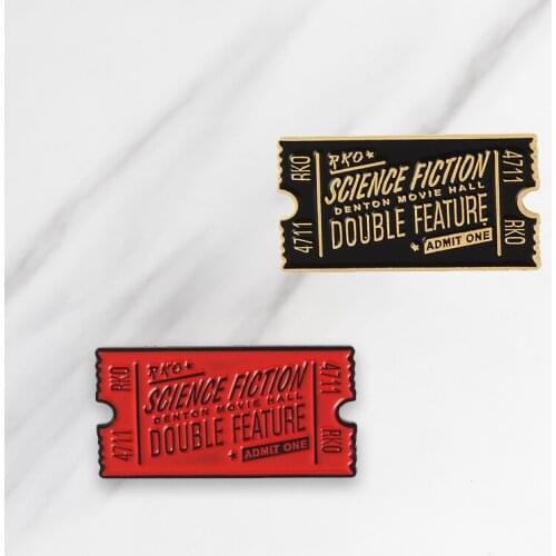 Black Red Gold Enamel Brooch Denim Clothing Backpack Movie Tickets Lapel Pin Button Badge Cartoon Jewelry Gift for friends