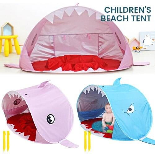 Kids Outdoor Tent Beach Canopy Cartoon Shark Baby Waterproof Pop Up sun Awning Tent UV-protecting Sunshelter Camping Sunshade