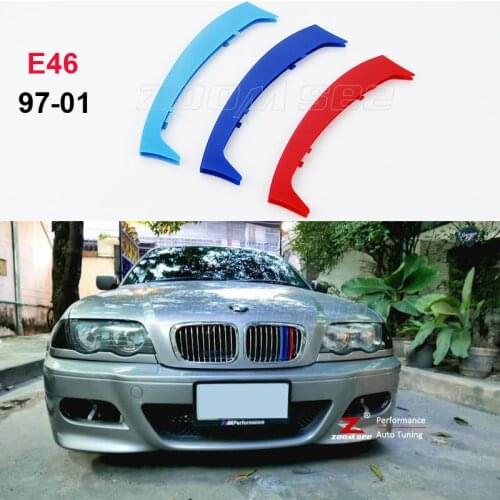 For 1997-2001 BMW 3 series E46 316 318 320 325 330 4 door ONLY Front Grille Trim M Motorsport Strips grill Cover Clip Stickers