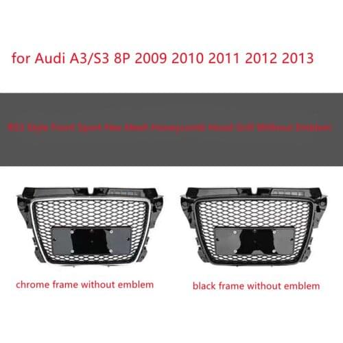 For RS3 Style Front Sport Hex Mesh Honeycomb Hood Grill for Audi A3/S3 8P 2009 2010 2011 2012 2013