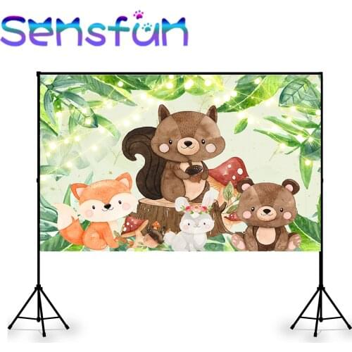 Green Leaves Woodland Party Photo Background Custom Little Boy Birthday Backdrop Newborn photography props Photocall