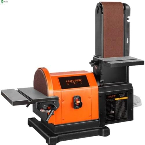 Rocks 4*8 Abrasive Belt Sanding Disc Machine Multifunctional Grinding Machine Desktop Woodworking Grinding Wheel Machine Sanding