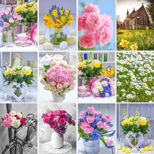 5D Diy Mosaic Diamond Painting Flower Landscape Full Square/Round Mosaic Embroidery Painting Diamond Artist Home Decoration
