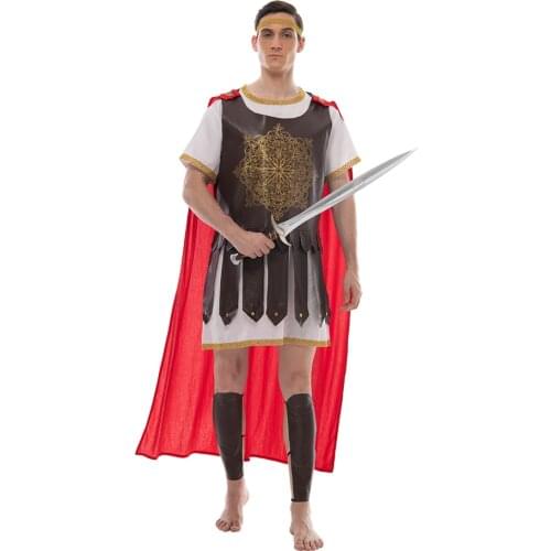 Eraspooky Mens Roman Soldier Cosplay Medieval Royal Knight Cloak Halloween Costume For Adult Party Gladiators Fancy Dress