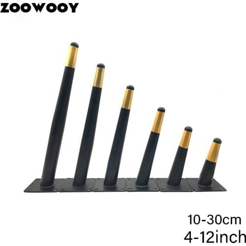 4Pcs Furniture table legs black Gold Metal Tapered Sofa Cupboard Cabinet Leg Feet 10/12/15/18/20/25/30CM With Mounting Screws