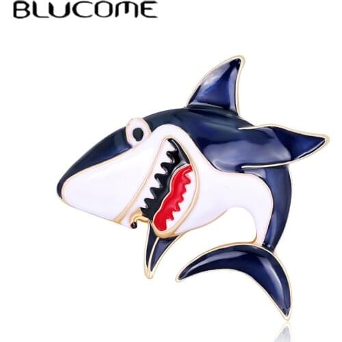 Blucome Blue Shark Metal Enamel Pins and Brooches For Women Men Kid Gifts Lapel Pin Backpack Bags Hat Badge