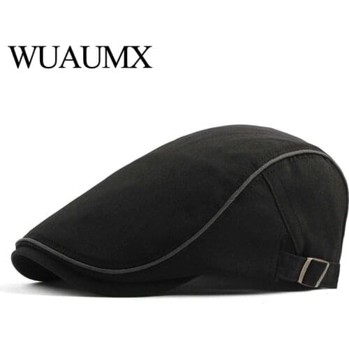 Wuaumx Spring Summer Berets Hat Men Breathable Newsboy Caps Sun Visors Mens Beret Caps Herringbone Flat Caps Adjustable Baret