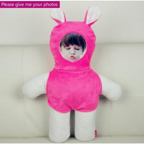 Provide photo Red rabbit doll cushion Real human pillows Christmas decorations diy gift Birthday Valentines Day