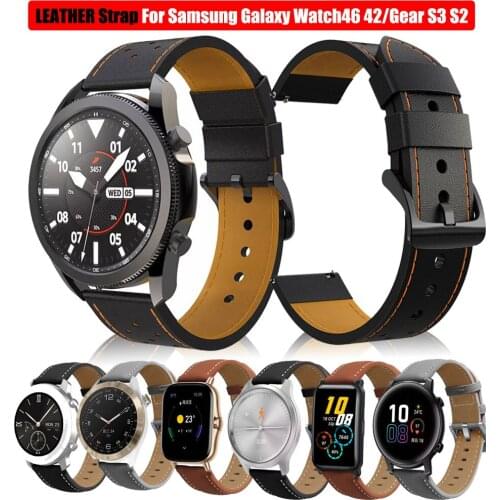 20/22MM Watch LEATHER Strap For Samsung Galaxy Watch46 42/Gear S3 S2/Galaxy Watch 3 41 45 Huawei GT 2 Pro Correa Strap Bracelets