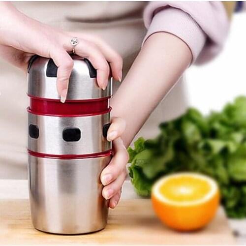 Stainless Steel Manual Juicer Hand Press Lemon Orange Juicer Bottle Portable Travel Mini Fruit Squeezer Machine Juicer Tools