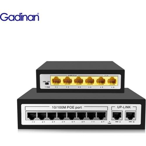Gadinan 8 Channel 48V Network POE Switch Ethernet with 100Mbps Ports IEEE 802.3 af/at for IP Camera/Wireless AP/CCTV system