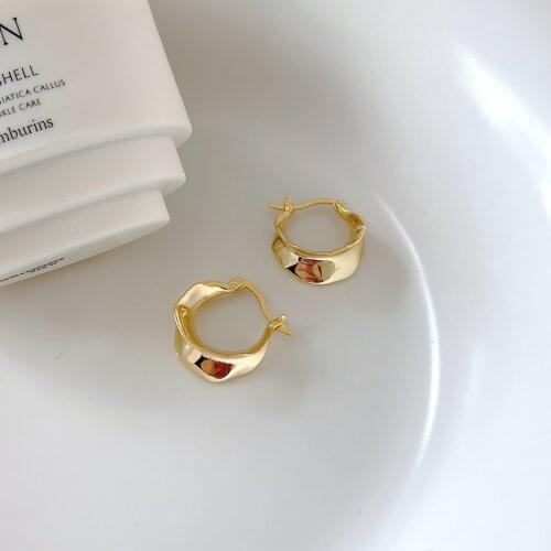 SHANICE 100% 925 Sterling Silver Arc U-shaped Hoop Earrings Female Temperament All-match Fashionable Handmade Jewelry