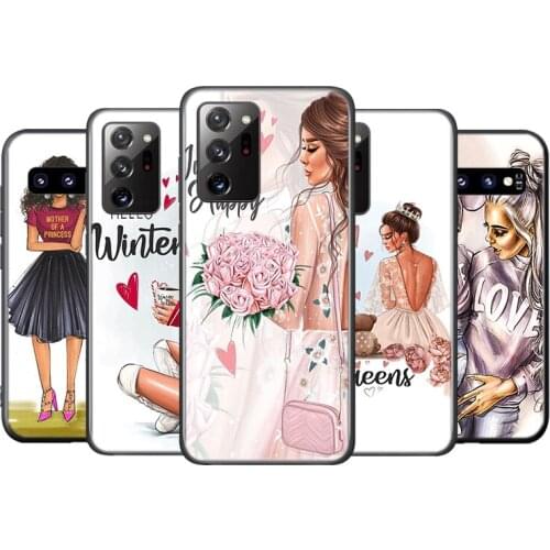 Hot Baby Mom Girls Silicone Cover For Samsung Galaxy S20 FE Ultra S10 Lite 5G S9 S8 S7 S6 Edge Plus Phone Case