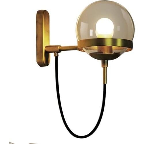 Nordic glass ball wall lamp retro golden staircase corridor balcony bedroom living room lights